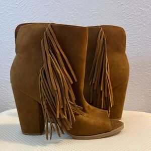 DV by Dolce Vita Tan Fringe Heeled Boots